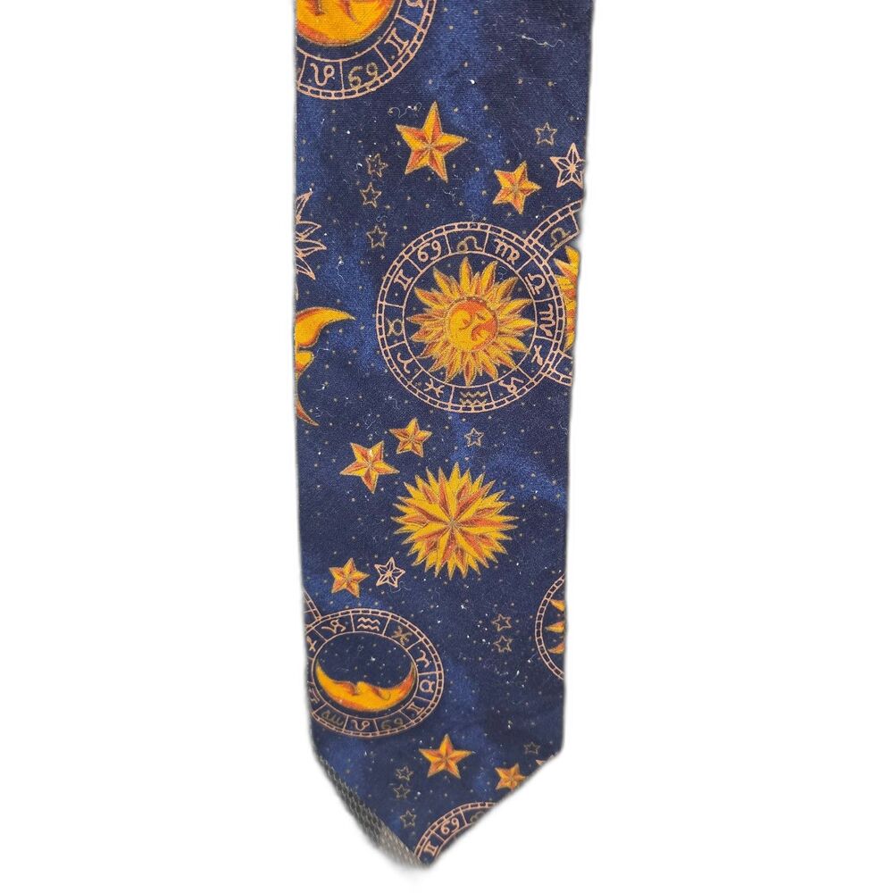 Vintage Tango by Max Raab Tie 100% Cotton Astrology Sun Moon Stars USA